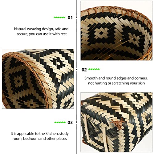 PATKAW Wicker Waste Basket Bamboo Woven Trash Can Rustic Garbage Container Bin Flower Basket for Bathroom Kitchen Home Office