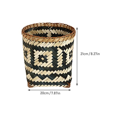 PATKAW Wicker Waste Basket Bamboo Woven Trash Can Rustic Garbage Container Bin Flower Basket for Bathroom Kitchen Home Office