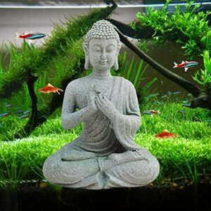 livelyfish Aquarium Buddha Statue Japanese Buddah Figurine Fish Tank Buda Sandstone Sculpture Zen Ornaments Underwater Landscape Decoration,Gift