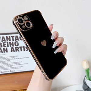 Jmltech Designed for iPhone 14 Plus Case Silicone for Women Girls Cute Soft Liquid Silicone Camera Protection Protective Lovely Heart Phone Cases for iPhone 14 Plus (Black)
