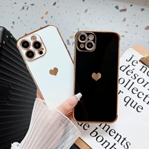 Jmltech Designed for iPhone 14 Plus Case Silicone for Women Girls Cute Soft Liquid Silicone Camera Protection Protective Lovely Heart Phone Cases for iPhone 14 Plus (Black)