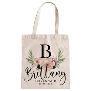 single, floral totes for bridesmaid personalized, initial tote bag w/name - 8 flowers, monogrammed bridal shower bags, bridesmaid gifts