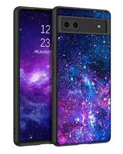 bentoben pixel 6a case, slim fit glow in the dark hybrid hard pc soft tpu bumper drop protective girls women boy men phone cases cover for google pixel 6a 6.1", nebula/galaxy