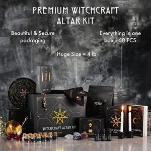 Large Witchcraft Supplies Kit 68 PCS - Witch Altar Starter/ Spell Kit - Wiccan Supplies and Tools for Beginners