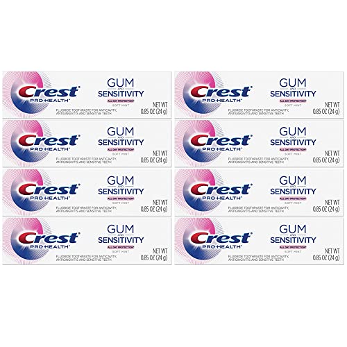 Crest Pro Health Gum and Sensitivity Toothpaste for Sensitive Teeth, Soft Mint, Travel Size 0.85 oz (24g) - Pack of 8