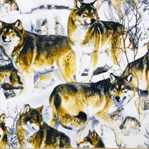 Fat Quarter - Wolves Snowy Scene Wolf Cotton Fabric - 18" x 22" Fat Quarter