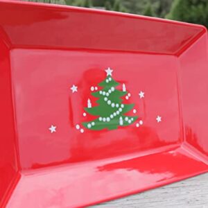 Waechtersbach Christmas Tree Serving Platter – Handmade Porcelain Red Serving Trays for Parties – Durable Christmas Snack Tray – Dishwasher & Microwave Safe Holiday Tray – Great Christmas Gifts