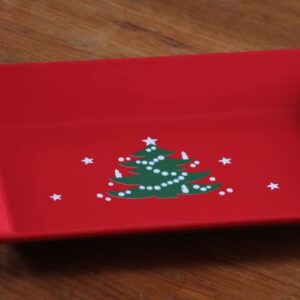 Waechtersbach Christmas Tree Serving Platter – Handmade Porcelain Red Serving Trays for Parties – Durable Christmas Snack Tray – Dishwasher & Microwave Safe Holiday Tray – Great Christmas Gifts