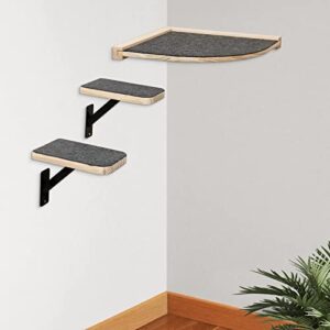 purife cat hammock for indoor cat wall perch set with 2 steps, wall mounted corner cat shelves, cat wall bed with climbing steps, wall cat climbing shelf, cat scratching post