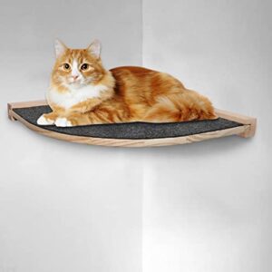 Purife Cat Hammock for Indoor Cat Wall Perch Set with 2 Steps, Wall Mounted Corner Cat Shelves, Cat Wall Bed with Climbing Steps, Wall Cat Climbing Shelf, Cat Scratching Post