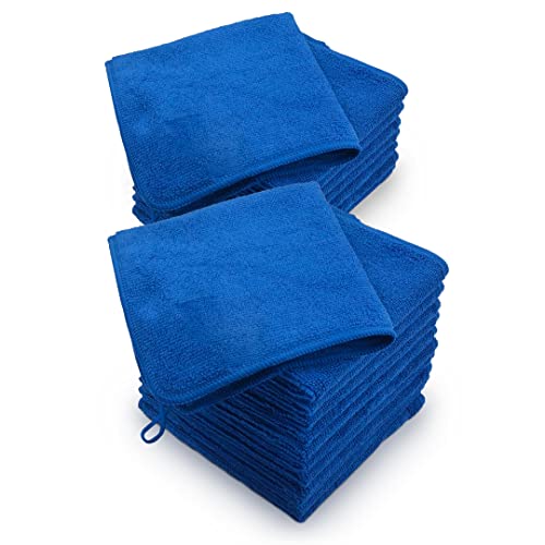 BOXOB Microfiber Cleaning Cloths 20 Pack Multi-Purpose Microfiber Cleaning Wash Cloths 12'' x 12'', 300GSM, Blue