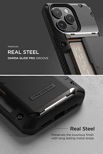 VRS DESIGN Damda Glide Pro Phone Caase for iPhone 14 Pro Max, Sturdy Semi Auto Wallet [4 Cards] Case Compatible for iPhone 14 Pro Max Case (2022)