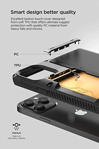 VRS DESIGN Damda Glide Pro Phone Caase for iPhone 14 Pro Max, Sturdy Semi Auto Wallet [4 Cards] Case Compatible for iPhone 14 Pro Max Case (2022)