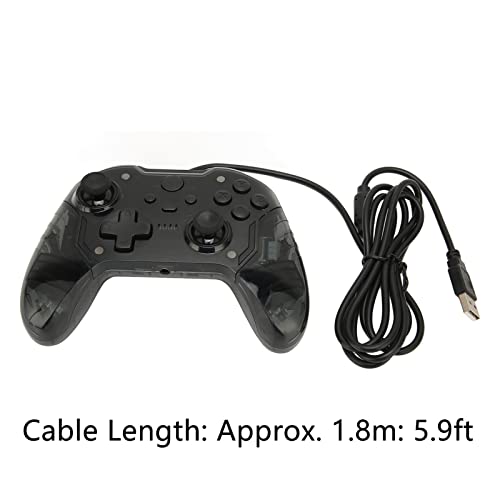 Gamepad Joystick, Wired Controller No Latency Dual Vibration Transparent Shell for PC