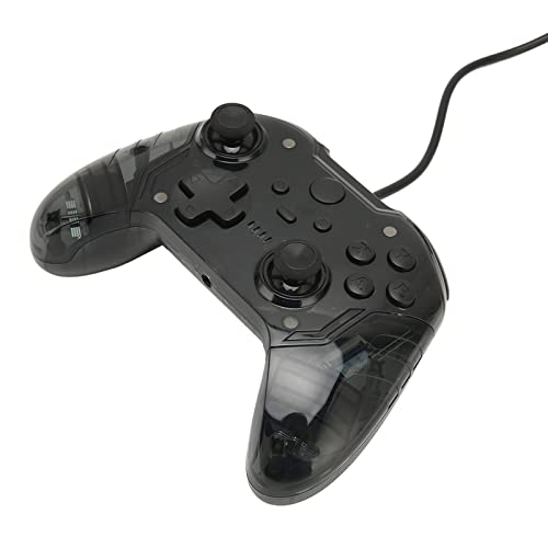 Gamepad Joystick, Wired Controller No Latency Dual Vibration Transparent Shell for PC