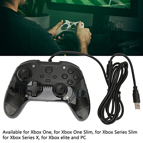Gamepad Joystick, Wired Controller No Latency Dual Vibration Transparent Shell for PC