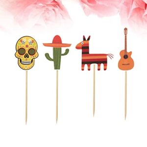 ABOOFAN Hawaiian Decor ating Hawaiian 24pcs Beautiful Guitar Insert Horse Fruit Party, Birthday (Skeleton Festival Topper Dessert Hawaii) for ating Mexican Mexican Decor