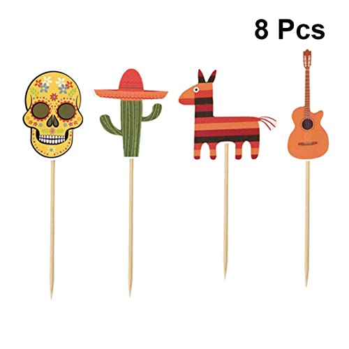 ABOOFAN Hawaiian Decor ating Hawaiian 24pcs Beautiful Guitar Insert Horse Fruit Party, Birthday (Skeleton Festival Topper Dessert Hawaii) for ating Mexican Mexican Decor