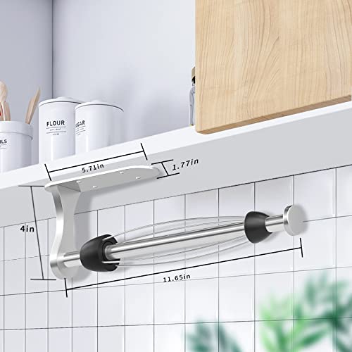 Swaitee Paper Towel Holder, Easy Tear Under Cabinet Paper Towel Holder with Damping Function, Wall Mount Stainless Steel Paper Roll Holder Adhesive or Screw for Kitchen Bathroom