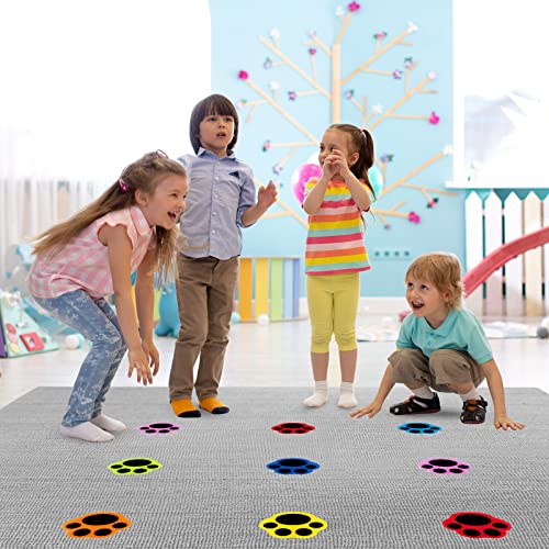 IKAYAS 42pcs Carpet Spots Carpet Dots for Classroom, Cat Paw Prints Floor Dots Floor Markers for Kids Preschool, 7 Colors Carpet Marker Carpet Circles for Classroom Decorations Teacher Supplies