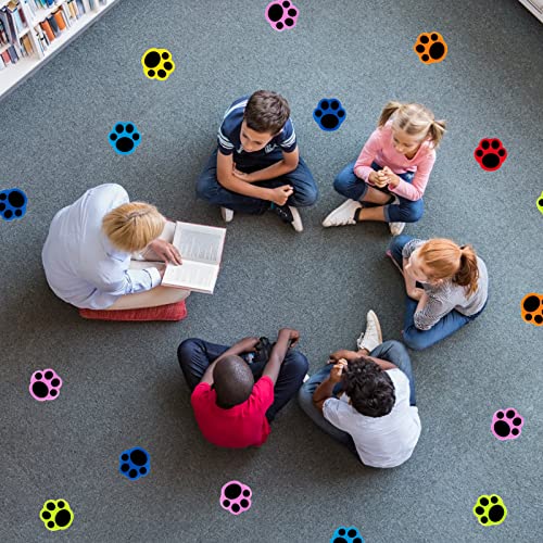 IKAYAS 42pcs Carpet Spots Carpet Dots for Classroom, Cat Paw Prints Floor Dots Floor Markers for Kids Preschool, 7 Colors Carpet Marker Carpet Circles for Classroom Decorations Teacher Supplies