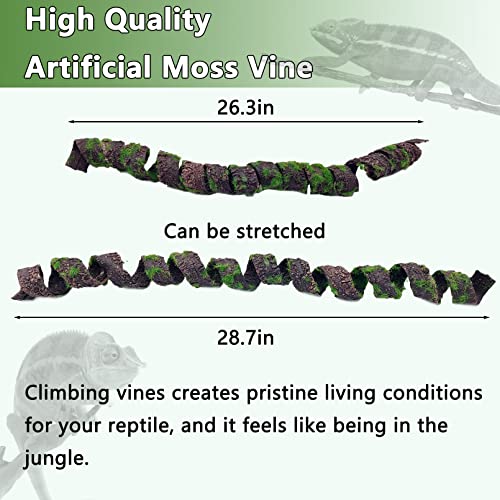 BNOSDM Reptile Vines Plants Flexible Jungle Climbing Vine Natural Moss Rope Jungle Decor for Bearded Dragons Lizards Snake Chameleon Geckos