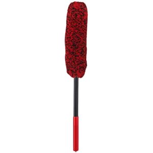siomiy car wheel cleaning brush, extended reach wheel brush with long handle bendable car cleaner brush synthetic wool car cleaning duster for cleaning wheels, rims, exhaust tips. (red-l)
