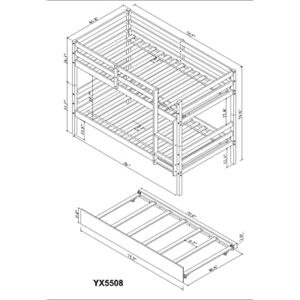 EMKK Twin Over Twin Bunkbed with Trundle,Detachable Bunk Bed with Trundle, Pine Wood Sturdy Frame, Ideal for Kids'Room Guest Bedroom,Gray