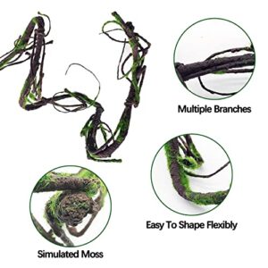 BNOSDM Reptile Bend-A-Branch Vines with Moss Bendable Jungle Climbing Vine Pet Habitat Decor for Bearded Dragons Chameleon Geckos Snakes Lizards Frogs