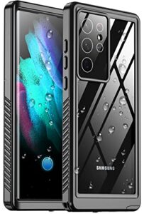 temdan for samsung galaxy s21 ultra case,[with built-in screen protector & camera protector][full body waterproof][shockproof] [dustproof][anti-scratched] clear phone case for s21 ultra case 5g black