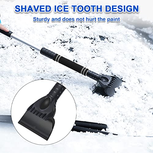 26'' Snow Brush and Ice Scraper, Detachable Extendable Rotatable Snow Removal for Car Windshield, with Comfortable Foam Grip Aluminum Body, Auto Winter Tools Universal for Truck, SUV, Van (Black)