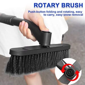 26'' Snow Brush and Ice Scraper, Detachable Extendable Rotatable Snow Removal for Car Windshield, with Comfortable Foam Grip Aluminum Body, Auto Winter Tools Universal for Truck, SUV, Van (Black)