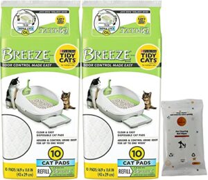 tidy cats breeze pads refill pack (2) 10 count pouches with aurora pet wet wipes