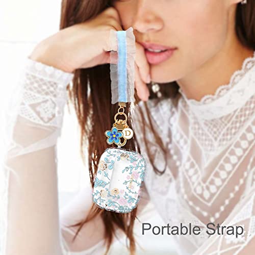 KINGXBAR for AirPods Pro Case Cute Soft Clear Floral Protective Cover for Women Girls with Bling Crystals & Keychain