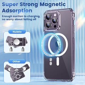 NULETO 【3 in 1 Case for iPhone 14 Pro Max MagSafe with 9H Tempered Glass Screen Protector & Camera Lens Protector Full-Body Protective Heacy Duty Shockproof Slim Thin - Clear
