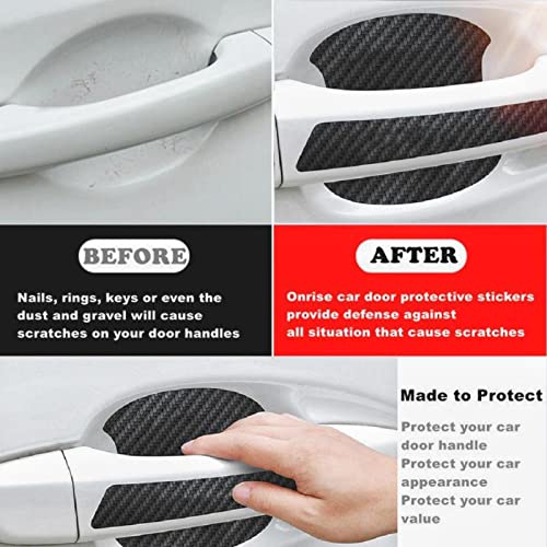 Onrise 16 PCs Car Door Handle Scratch Protector, Universal Car Door Handle Cup Protective Film, Carbon Fiber Car Door Handle Cover Anti-Scratch Car Stickers, Suitable for Cars, Trucks, SUVs Black