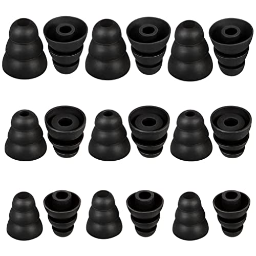 DMZHY 9 Pairs Triple Flange Earbud Tips Replacement Earbud Tips Earbud Replacement Tips Earbud Covers Ear Bud Tips Fit For Inside Diameter 4mm-5mm In-ear Earphones Earbuds Headphone Ear Tips SML Black