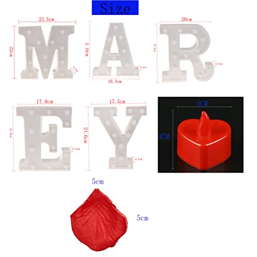 Marry Me Sign Proposal Decorations with 2000pcs Rose Petal and Candles LED Flameless Tealight Fake Candles and Red Rose Petals for Romantic Night Marry Me Lights Weddings