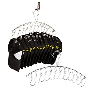 beviever hat rack for baseball caps, stainless steel hat organizer with 12 s hooks, hat storage for baseball caps set of 2, no hats included