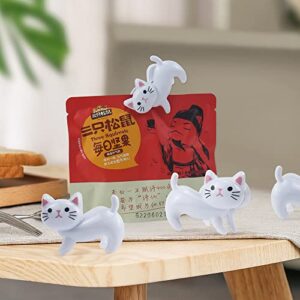 Ctpeng Cute Bag Clips,Food Bag Clips for Airtight Seal for Food Storage for Bread Bags, Snack Bags (White,Cat)