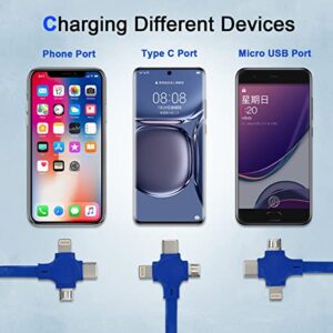 2 Pack 3 in 1 Multi Retractable Charging Cable, Three in One Charging Cable Roll, Multi Retractable USB Cable Charger Cable with Micro USB IP Type C Connectors