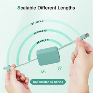 2 Pack 3 in 1 Multi Retractable Charging Cable, Three in One Charging Cable Roll, Multi Retractable USB Cable Charger Cable with Micro USB IP Type C Connectors