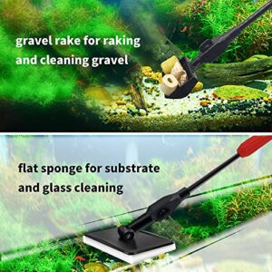 SVECKE Fish Tank Cleaning Tools, 6-in-1 Aquarium Cleaning Tools, Adjustable Fish Tank Cleaning Kit with Long Telescopic Handle, Multi-Function Aquarium Cleaning Kit for Saltwater Freshwater