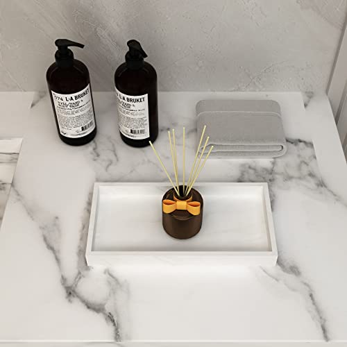 Natural Marble Tray for Tabletop/Kitchen/Dresser/Bathroom, Marble Storage Tray for Coffee Table, Plate Rack for Paper Towels, Candles, Soap, Towels, Plants 12 * 6 Inch (BF-TR-005)