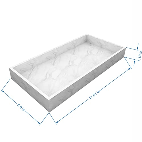 Natural Marble Tray for Tabletop/Kitchen/Dresser/Bathroom, Marble Storage Tray for Coffee Table, Plate Rack for Paper Towels, Candles, Soap, Towels, Plants 12 * 6 Inch (BF-TR-005)