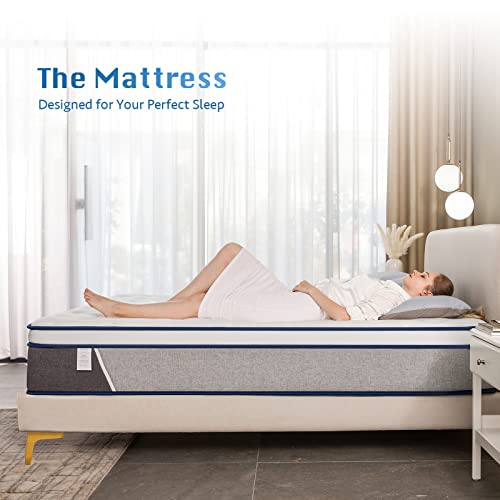 Rimensy Queen Mattress,14 Inch Hybrid Mattress in a Box,Gel Memory Foam Mattress,Individually Wrapped Pocket Coils Innerspring Mattress for Motion Isolation,Medium Firm,Queen Size Mattress,60"*80"*14"