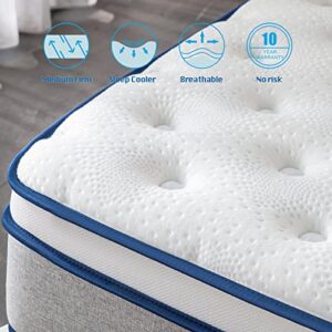 Rimensy Queen Mattress,14 Inch Hybrid Mattress in a Box,Gel Memory Foam Mattress,Individually Wrapped Pocket Coils Innerspring Mattress for Motion Isolation,Medium Firm,Queen Size Mattress,60"*80"*14"