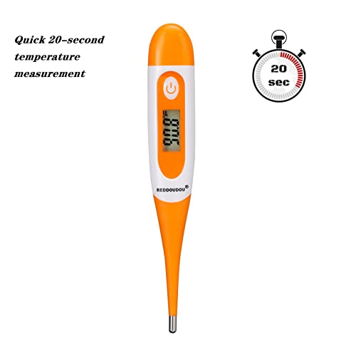 Digital Pet Thermometer for Accurate Fever Detection, Suitable for Cats/Dogs/Horse/Veterinarian, Waterproof Pet Thermometer, Fast and Accurate Measurements in 20 Seconds (Orange)