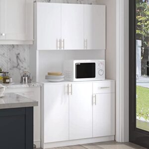 kitchen pantry storage cabinet 71” pantry large kitchen white freestanding cabinet with 6 doors and drawer for kitchen dining room, white