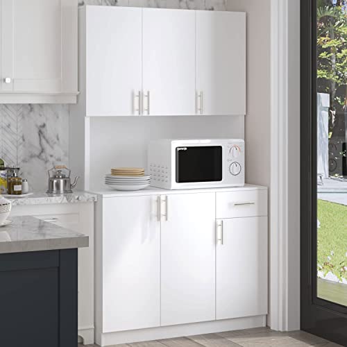 Kitchen Pantry Storage Cabinet 71” Pantry Large Kitchen White Freestanding Cabinet with 6 Doors and Drawer for Kitchen Dining Room, White